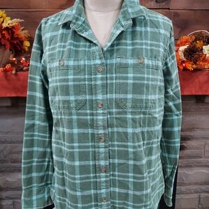 L.L. Bean Green Flannel Button-Up Shirt